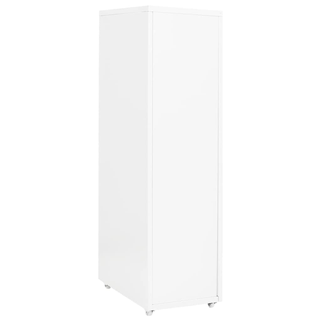 Armadietto con rotelle, bianco, in metallo, 28 x 41 x 109 cm, 8 cassetti, contenitore per ufficio, ufficio, casa, cancelleria, archiviazione, organizzazione, documenti, carta