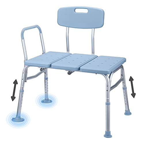 TRMLBE Taburete de Ducha Silla de Ducha con reposabrazos y Respaldo Asiento de Ducha Antideslizante Regulable en Altura con Placa de Asiento ensanchada para Personas Mayores, hasta 150 kg