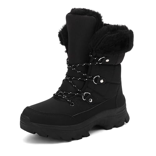 Bottes d'hiver pour femme avec doublure en polaire chaude et enfilage facile