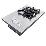 SeveSort Grill Cooktop a Gás Industrial de Embutir, Inox, Grelha 20x20 cm, Queimadores Duplos (Cooktop 1 Boca)
