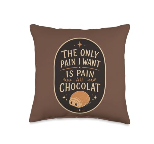Funny Pain Au Chocolat French Pastry Bakery Pun Throw Pillow