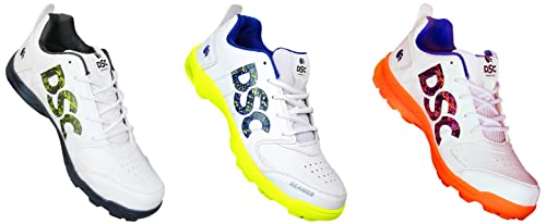 Image of DSC Beamer Cricket Shoe for Men & Boys (Size UK: 7, 8) Grey, Yellow, Orange