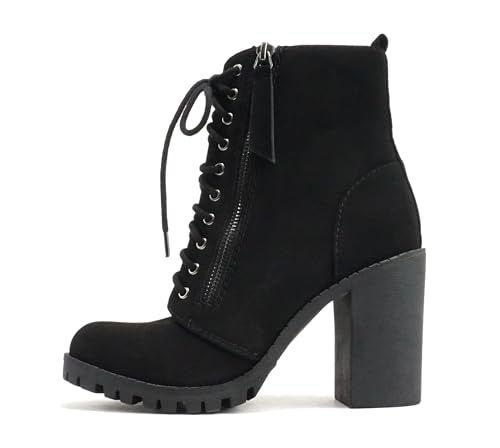 Image of Soda Women's Malia Faux Lace Up Chunky Lug Sole Combat Boot