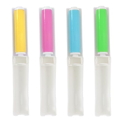 4 Stück Fusselrolle Wiederverwendbare, Waschbare Fussel-Rolle Klebrige Abwaschbar Staub Fusselrolle Faltbare Sticky Roller Portable-Lockenwickler mit Abdeckung für Saubere Möbel, Teppiche, Kleidung