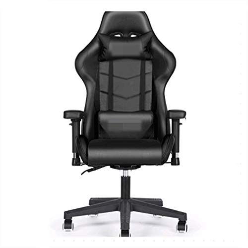 YYDS Chair E-Sports Gaming Chair High-Back Artificial Leather Executive Ergonomic Swivel Chair with Headrest and Lumbar Pillow Ergonomically (Color : All Black, Size : Nylon feet)