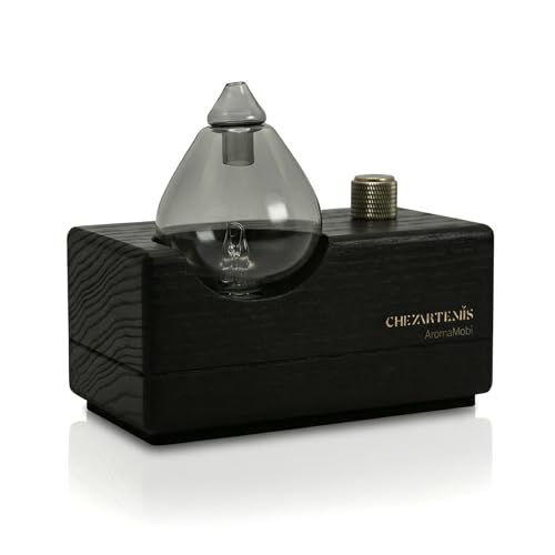 Black Obsidian Diffuseur Huiles Essentielles sans Eau pour Aromathérapie, Nébuliseur Verre Fumé et Bois Noir, Diffuseur Parfum sans Fil Rechargeable, Design...