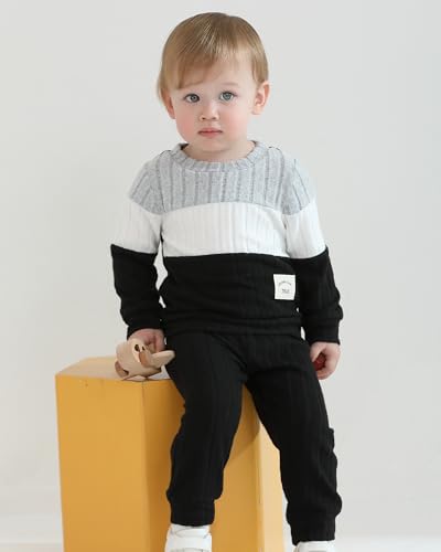 Toddler Baby Boy Clothes 6 9 12 18 24 Months Infant Boy Outfits Color Block Fall Winter Pants Set 2T 3T 4T4