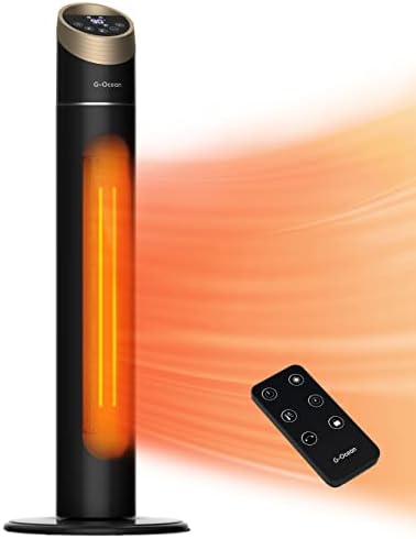 Electric Space Heater for Indoor Use, 34" Quiet Heating Space Heater for Large Room with Remote, 3 Modes, Overheating & Tip-Over Protection, Oscillating Ceramic Tower Heater for Garage, Home Office