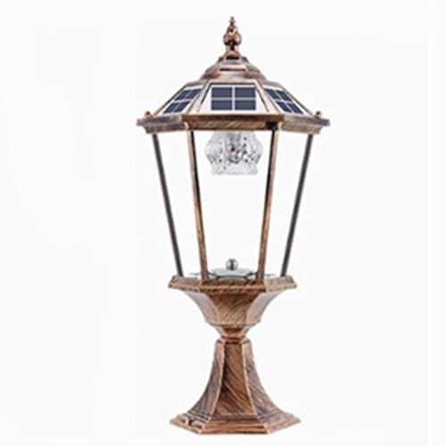 Colonne solaire d'extérieur à économie d'énergie, lampe pilier créative, étanche IP65, lanterne à stigmate noir, borne de portail en métal et verre, lampe torche rétro pour villa, cour et jardin (bro