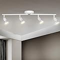 Karyoosi 4 Light Track Lighting Fixture, GU10 Rotatable Heads, Matte White, Bulbs Not Included, Perfect for Kitchen, Office, Laundry, Dining Room