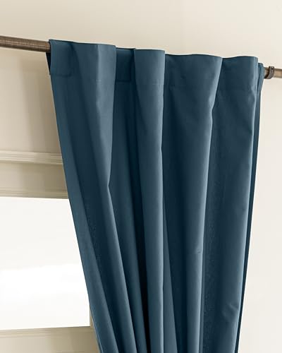 Image of THE LINEN COMPANY Duck Canvas Cotton Curtains 6 Feet Long, Solid Door Curtains, 6ft Set of 2, Sapphire Blue