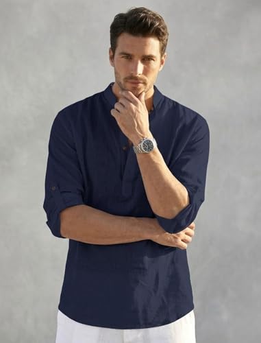 Image of Men's Kurta || Chinese Collar Long Sleeves || Straight Hip Length Kurtas || Short Kurta for Men || for Festival || Function || Occasion Wear Fancy Kurta for || Best Gifts for Men