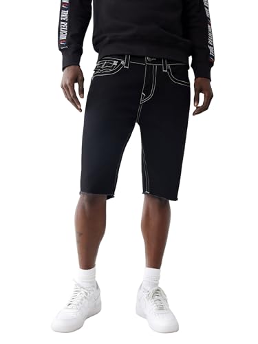 True Religion Men's Ricky SN Flap Black Short Fray Hem | Black