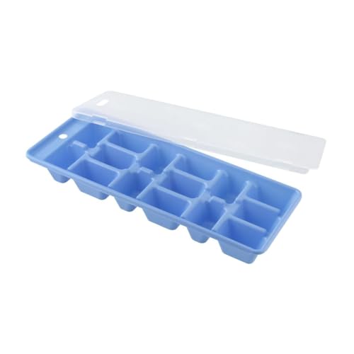 Fackelmann Eiswürfelformer, Eiswürfelbox mit Deckel aus Kunststoff, robuster Eiswürfelbehälter (Farbe: Blau, Grün, Lila - nicht frei wählbar), Menge: 1 Stück