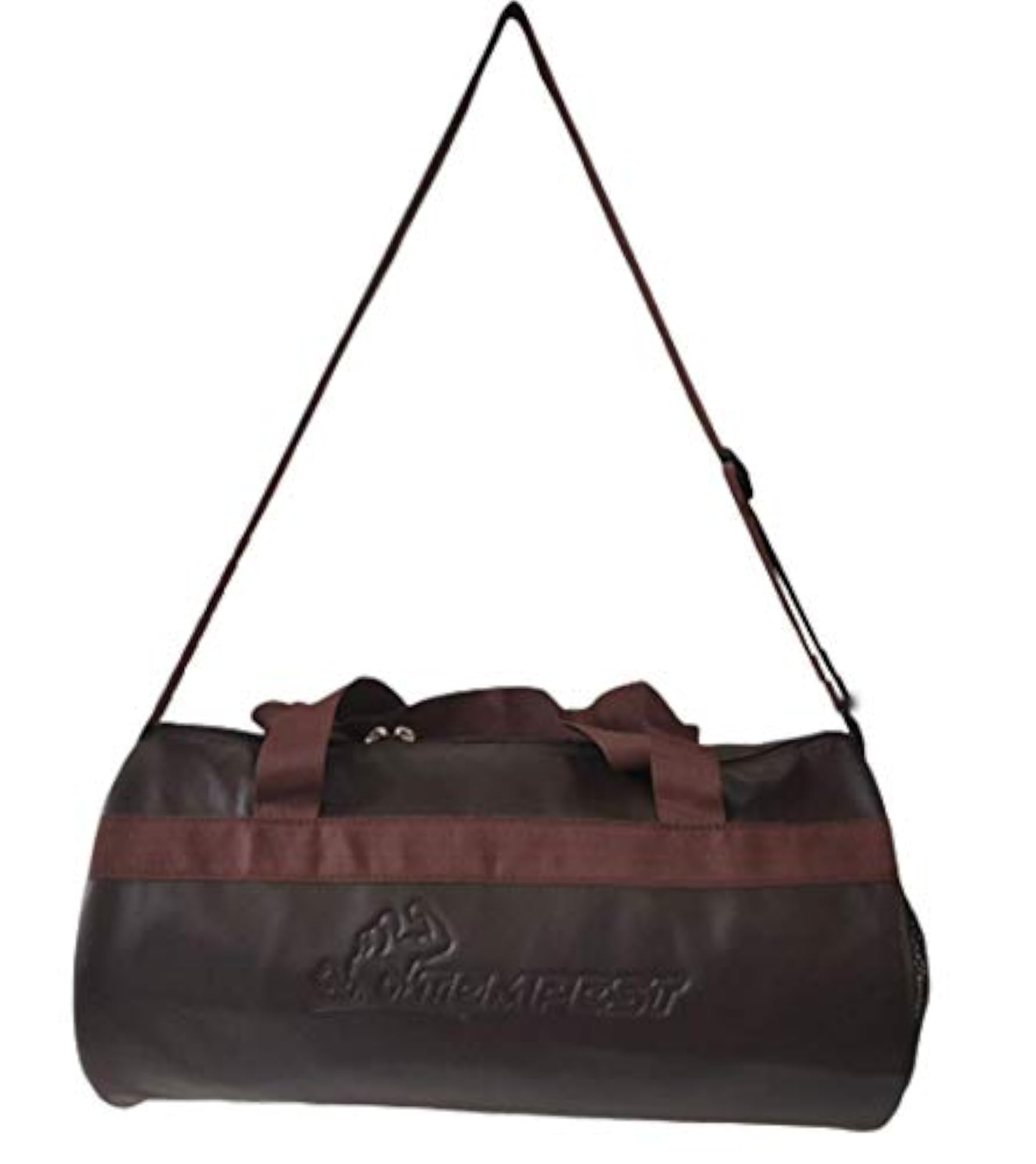 Leatherette Gym Bag - Duffel Bag Sports Bag (Brown)