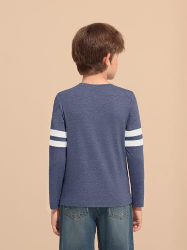 Image of Haloumoning Boys Long Sleeve Shirts Kids Crewneck T Shirts Casual Striped Tops Tees 5-14 Years