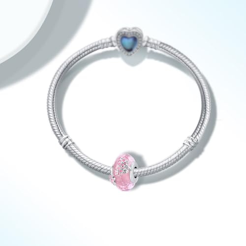 925 Sterling Silver Murano Charms, Clear Flower Beads Multi-color Women's Bracelet Necklace Jewelry Gifts3