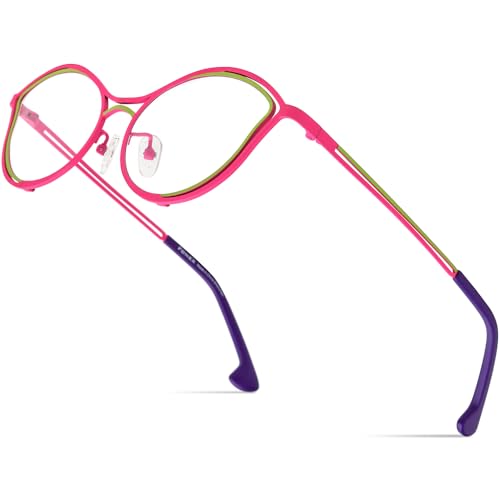 Image of FONEX Colorful Pure Titanium Glasses Frame Women Retro Round Eyeglasses