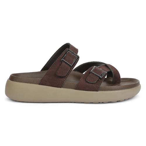Image of Liberty Healers VAL-37E Slippers for Men - Black & Brown Faux Suede Slip-On Casual Slippers | Soft Cushioned Footbed, Lightweight Everyday Footwear for Home, Daily, Indoor & Casual Wear
