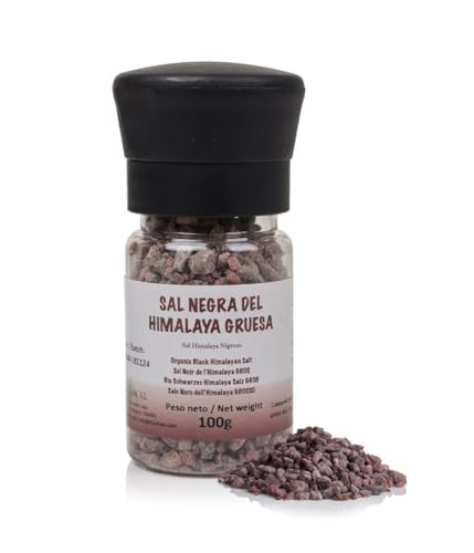 FRISAFRAN | Sal Negra Del Himalaya Gruesa 100g | sal himalaya negra gruesa | 100% Natural | Sal Kala Namak | Sal Negra Sazonar, Condimentar | Saludable | Himlaya sal negra Sin Refinar | Sin Aditivo