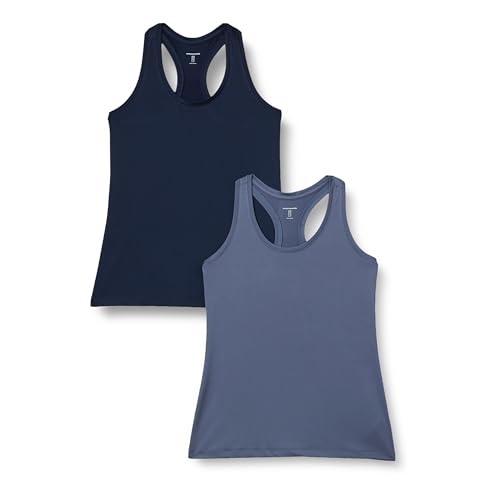 Image of Amazon Essentials Women's Active Quick Dry Tech Stretch Racerback Scoop Neck Tank Top, Multipacks