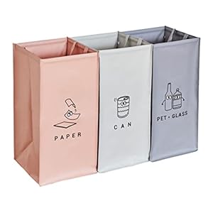 54L Recycle Bins for kitchen, Indoor Recycling Bins, Recycle bins for home, Recyclable Waste Trash Sorting Organizer, Reusable Waterproof Anty-deformation design, Pack of 3 Bags