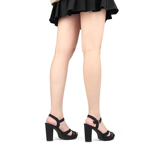 COLETER Women's Platform Chunky Heels Ankle Strap Block Heeled Sandals Party Wedding Shoes