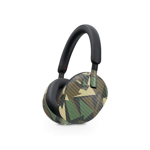 Image of MightySkins Carbon Fiber Skin Compatible with Sony WH-1000XM5 Headphones - Polygonal Camo | Protective, Durable Textured Carbon Fiber Finish | Easy to Apply