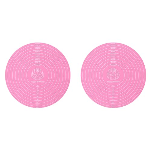 2 ピース柔軟なラウンドシリコンベーキングマット滑り止め生地ローリングケーキパッドキッチン調理や食品準備用食器洗い機対応ベーキングシリコンマット