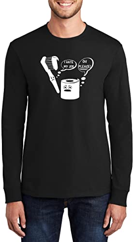 Image of I Hate My Job Toothbrush Toilet Paper Funny Top Toothbrush Toilet Paper Humor Graphic Cotton Tee Adult Youth Tall Men Women