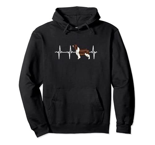 English Springer Spaniel Heartbeat Love My Dog Pullover Hoodie, Black