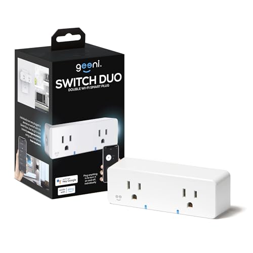 Geeni Switch Duo Double Smart Plug, White, 2 Outlets –
