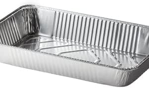 Sartenes de mesa de vapor y tostado de papel de aluminio mediano de tamaño completo, recipientes desechables para alimentos ideales para preparar