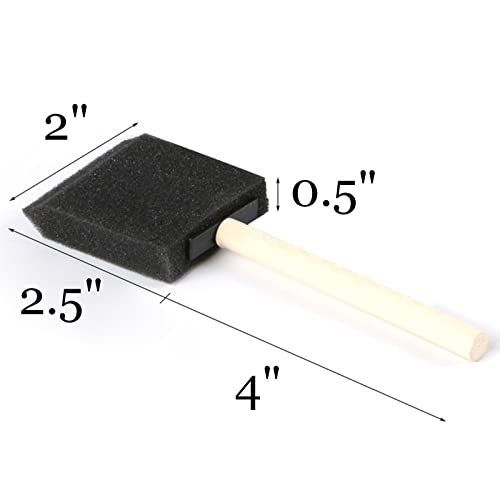 Tosnail 96 Pack 2 Inch Foam Paint Brush With Wooden Handles For Acrylics, Stains, Varnishes, Crafts, Arts #TOP1