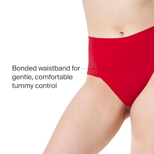 SPANXsupersmooth Undie-tectable Thong - Comfortable Core Control - Invisible Shapewear Thong - Women's No Show Thong Underwear - Spanx Red - Medium