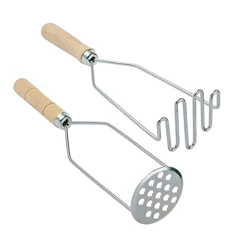 2 Pcs Potato Masher Stainless Steel, Potato Press With Wooden Handle, Heavy Duty Mashed Potatoes Masher, Sturdy & Easy To Use Wire Masher Kitchen Tools, 9,84" #TOP2