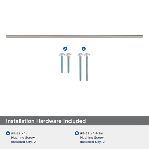 Image of Amerock 21-7 /16 inch Bar Pulls Satin Nickel Drawer Pull | 21-7 /16 inch (544mm) Center-to-Center Mounting Distance and 24-9 /16 inch Overall Length, Durable Carbon Steel Cabinet Hardware