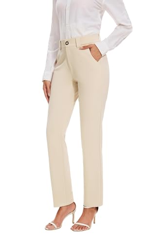 KICZOY Women's Dress Pants Business Casual Straight Leg Stretch Work Slacks
