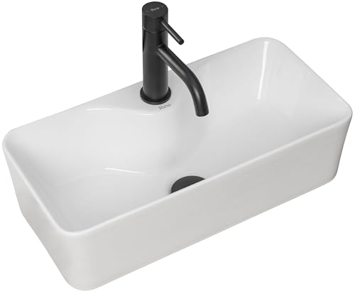 Rea Lavabo Sobre Encimera MERY Lavabo de Baño 505 x 250 x 140 mm Cerámico (Blanco)