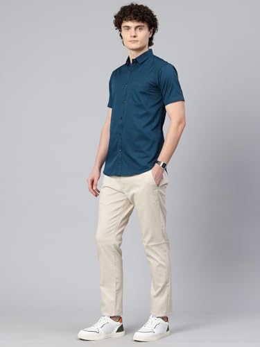 Image of Majestic Man Slim Fit Pure Cotton Half Sleeve Solid Casual Shirt