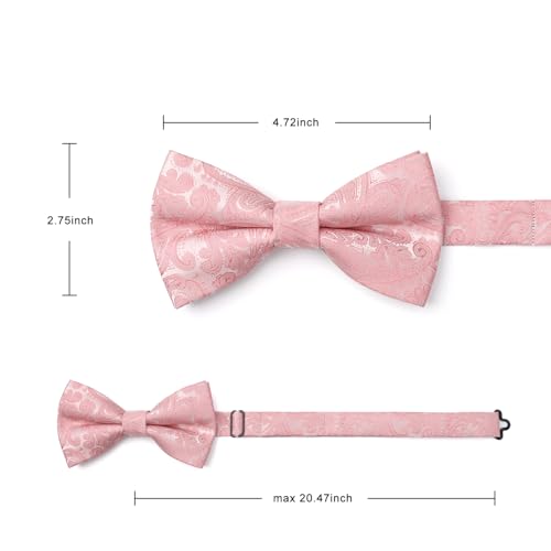 Image of HISDERN Bow Ties for Men Pretied Bow Tie Set Paisley Classic Bowties and Pocket Square Cufflinks Set for Wedding Party