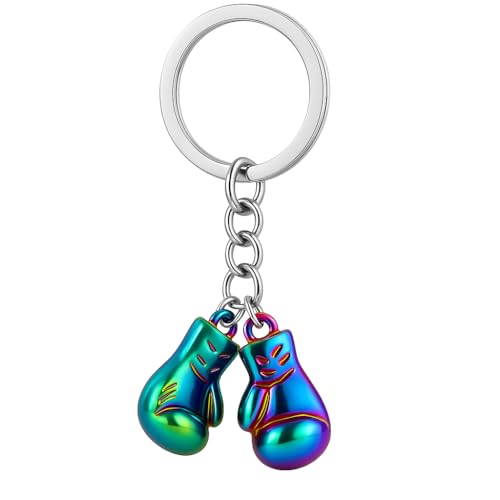Porte-Clés Boxe – Porte-Clé sportif Bagages Décor avec gants de boxe arc-en-ciel dégradés, cadeaux cools pour femmes, hommes et fans de fitness.
