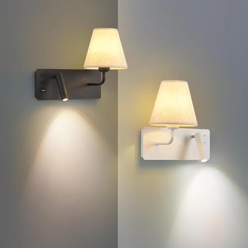 Apliques de pared para sala de estar con foco giratorio blanco 2