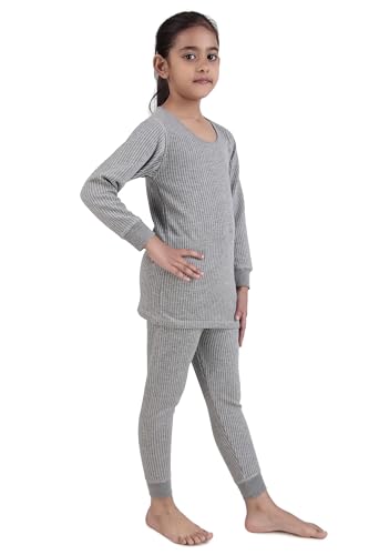 Image of HAP Girls Thermal Full Sleeves Set :Top & Pajama Set | Dark Grey | Winter Inners (Pack of 2 Set)