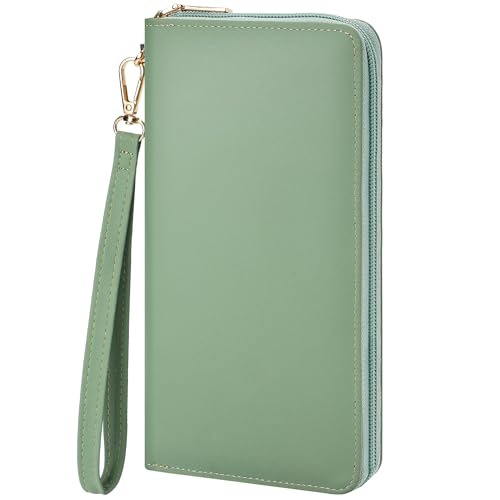 Image of Chelmon Women's Vegan Leather Clutch Wallet with Zip, Hand Strap, Large Capacity