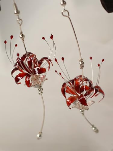 Earrings, Glass Resin, Spider Lily Earrings, Cosplay Accessories, For Wedding, Cosplay Costume2
