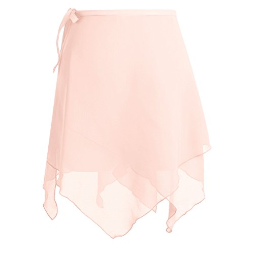 Msemis Womens Asymmetric Chiffon Ballet Dance Wrap Skirt Adult Ladies Skating Over Scarf Tutu Dress Pink One Size #TOP1