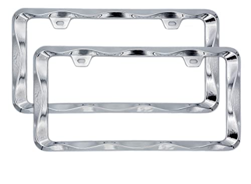 2Pcs Creathome 3D Curly Wave Pattern Chrome License Plate Frame from Pure Zinc Alloy Metal by creathome - Used condition - US$23.37
