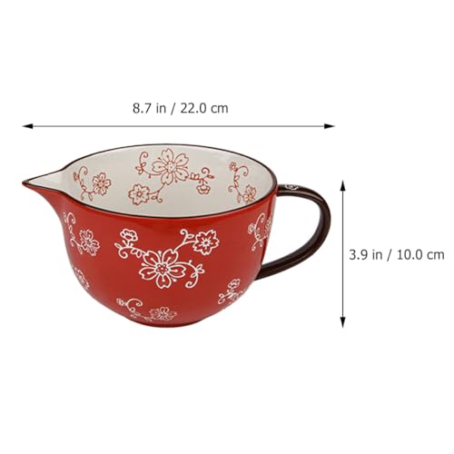 Tazón para mezclar cerámico rojo Mipcase 1.5L miniatura 2
