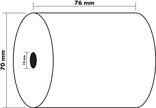 Bobines pour caisses - 1 pli extra-blanc 60g/m - 76mm x 70mm x 12mm (44m)